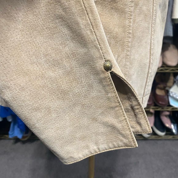 Live a Little Tan Suede Leather Blazer Tailored Fit - Picture 5 of 10